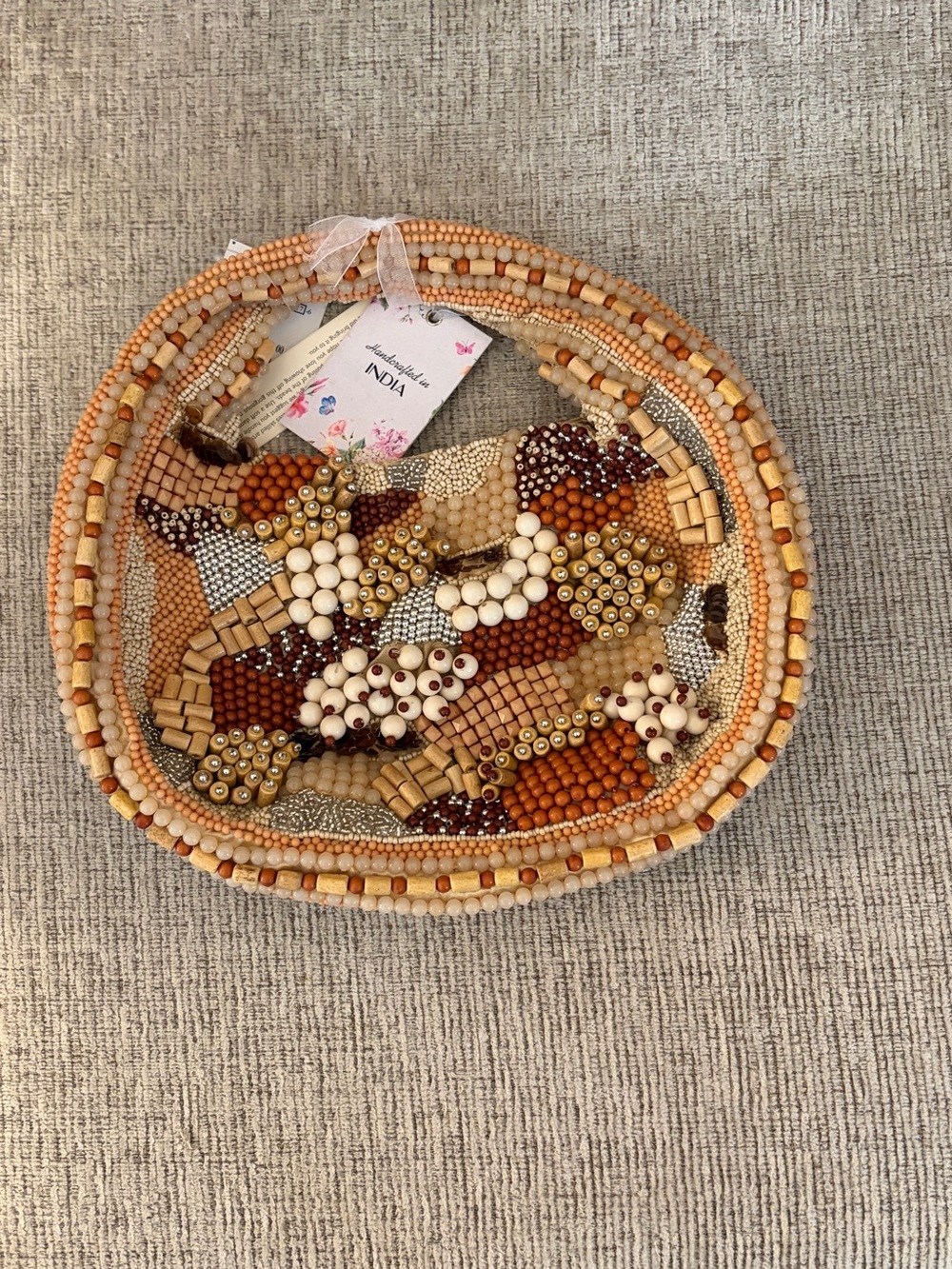 Beaded Boho Bag in Neutral Earth Tones